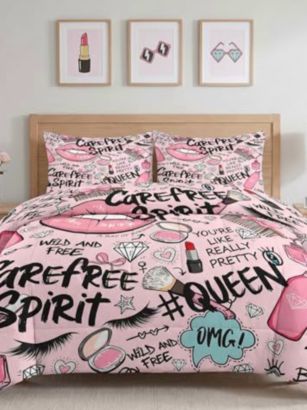 Carefree Spirit Pink GraphicComforter Set